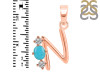 Turquoise & White Topaz Alphabet N Pendant TRQ-RDA-66.