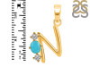 Turquoise & White Topaz Alphabet N Pendant TRQ-RDA-66.