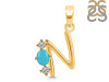 Turquoise & White Topaz Alphabet N Pendant TRQ-RDA-66.