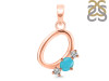 Turquoise & White Topaz Alphabet O Pendant TRQ-RDA-67.