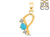 Turquoise & White Topaz Alphabet P Pendant TRQ-RDA-68.