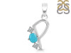 Turquoise & White Topaz Alphabet P Pendant TRQ-RDA-68.