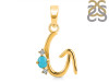 Turquoise & White Topaz Alphabet G Pendant TRQ-RDA-7.