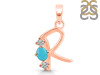 Turquoise & White Topaz Alphabet R Pendant TRQ-RDA-70.