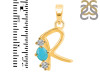Turquoise & White Topaz Alphabet R Pendant TRQ-RDA-70.