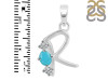 Turquoise & White Topaz Alphabet R Pendant TRQ-RDA-70.