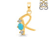Turquoise & White Topaz Alphabet R Pendant TRQ-RDA-70.