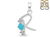 Turquoise & White Topaz Alphabet R Pendant TRQ-RDA-70.