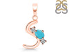 Turquoise & White Topaz Alphabet S Pendant TRQ-RDA-71.