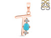 Turquoise & White Topaz Alphabet T Pendant TRQ-RDA-72.