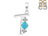 Turquoise & White Topaz Alphabet T Pendant TRQ-RDA-72.