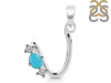 Turquoise & White Topaz Alphabet U Pendant TRQ-RDA-73.