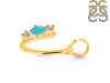 Turquoise & White Topaz Alphabet U Pendant TRQ-RDA-73.