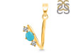 Turquoise & White Topaz Alphabet V Pendant TRQ-RDA-74.