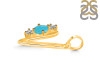 Turquoise & White Topaz Alphabet V Pendant TRQ-RDA-74.