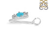 Turquoise & White Topaz Alphabet V Pendant TRQ-RDA-74.
