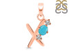 Turquoise & White Topaz Alphabet X Pendant TRQ-RDA-76.