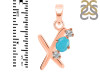 Turquoise & White Topaz Alphabet X Pendant TRQ-RDA-76.