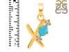 Turquoise & White Topaz Alphabet X Pendant TRQ-RDA-76.