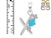 Turquoise & White Topaz Alphabet X Pendant TRQ-RDA-76.