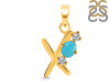 Turquoise & White Topaz Alphabet X Pendant TRQ-RDA-76.