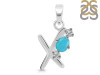 Turquoise & White Topaz Alphabet X Pendant TRQ-RDA-76.