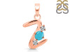 Turquoise & White Topaz Alphabet Z Pendant TRQ-RDA-78.