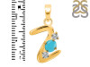 Turquoise & White Topaz Alphabet Z Pendant TRQ-RDA-78.