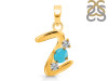 Turquoise & White Topaz Alphabet Z Pendant TRQ-RDA-78.