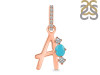 Turquoise & White Topaz Alphabet A Pendant TRQ-RDA-79
