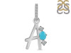 Turquoise & White Topaz Alphabet A Pendant TRQ-RDA-79