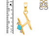 Turquoise & White Topaz Alphabet H Pendant TRQ-RDA-8.