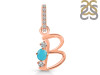 Turquoise & White Topaz Alphabet B Pendant TRQ-RDA-80.