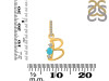 Turquoise & White Topaz Alphabet B Pendant TRQ-RDA-80.