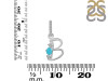 Turquoise & White Topaz Alphabet B Pendant TRQ-RDA-80.