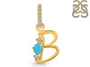 Turquoise & White Topaz Alphabet B Pendant TRQ-RDA-80.