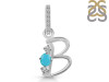 Turquoise & White Topaz Alphabet B Pendant TRQ-RDA-80.
