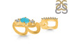 Turquoise & White Topaz Alphabet B Pendant TRQ-RDA-80.
