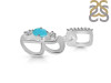 Turquoise & White Topaz Alphabet B Pendant TRQ-RDA-80.