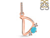 Turquoise & White Topaz Alphabet D Pendant TRQ-RDA-82.