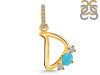 Turquoise & White Topaz Alphabet D Pendant TRQ-RDA-82.