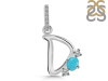 Turquoise & White Topaz Alphabet D Pendant TRQ-RDA-82.
