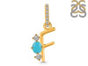 Turquoise & White Topaz Alphabet F Pendant TRQ-RDA-84.