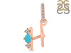 Turquoise & White Topaz Alphabet H Pendant TRQ-RDA-86.
