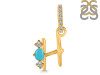 Turquoise & White Topaz Alphabet H Pendant TRQ-RDA-86.