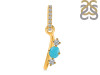 Turquoise & White Topaz Alphabet I Pendant TRQ-RDA-87.