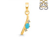 Turquoise & White Topaz Alphabet I Pendant TRQ-RDA-9.