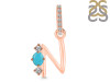 Turquoise & White Topaz Alphabet N Pendant TRQ-RDA-92.