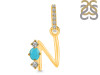 Turquoise & White Topaz Alphabet N Pendant TRQ-RDA-92.