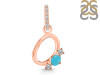 Turquoise & White Topaz Alphabet O Pendant TRQ-RDA-93.